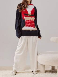 Women's Ugly Christmas Sweater Pullover Sweater Jumper Christmas Sweaters Hooded Ribbed Knit Acrylic Patchwork Knitted Fall Winter Regular Outdoor Christmas Daily Stylish Casual Soft Long Sleeve -Xmas Cothing Store odxmwu1697290679146