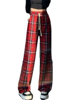 Women's Wide Leg Pants Trousers Full Length Fashion Streetwear Christmas Street Red Green S M Fall Winter -Xmas Cothing Store ofqarr1695792138641