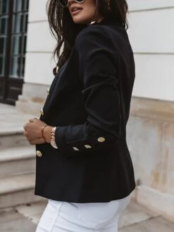 Women's Blazer Xmas Office Christmas Work Spring Fall Regular Coat Stand Collar Regular Fit Windproof Breathable Stylish Contemporary Modern Style Jacket Long Sleeve Plain Slim Fit Black Red Dark Navy -Xmas Cothing Store ogpaph1685344076885