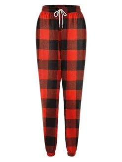 Women's Buffalo Plaid Sweatpants Joggers For Christmas Full Length Fashion Streetwear Christmas Red S M Fall Winter -Xmas Cothing Store ohpoom1695281987804