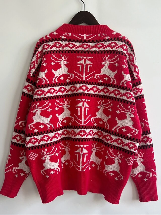 Women's Ugly Christmas Sweater Pullover Sweater Jumper Crew Neck Ribbed Knit Polyester Oversized Fall Winter Regular Outdoor Xmas Daily Stylish Casual Soft Long Sleeve Elk Red S M L 10 Women's Ugly Christmas Sweater Pullover Sweater Jumper Crew Neck Ribbed Knit Polyester Oversized Fall Winter Regular Outdoor Xmas Daily Stylish Casual Soft Long Sleeve Elk Red S M L - Image 9