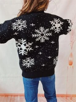 Women's Ugly Christmas Sweater Pullover Sweater Jumper Crew Neck Ribbed Knit Polyester Oversized Fall Winter Regular Outdoor Christmas Daily Stylish Casual Soft Long Sleeve Snowflake Black Red Green -Xmas Cothing Store oisolo1696903398440