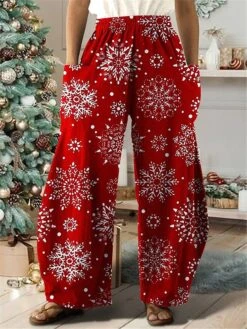 Women's Wide Leg Pants Trousers Full Length Vacation Fashion Home Christmas PP3595471 PP3595131 S M Fall Winter -Xmas Cothing Store oixhfe1695635920494