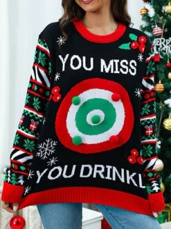 Women's Ugly Christmas Sweater Pullover Sweater Jumper Crew Neck Ribbed Knit Acrylic Patchwork Fall Winter Regular Outdoor Xmas Daily Stylish Casual Soft Long Sleeve Letter Christmas Tree -Xmas Cothing Store oluvge1696823525028