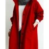 Women's Trench Coat Fall Long Over Coat With Hood Christmas Party Wear With Belt Single Breasted Hoodied Jacket Valentine's Day Loose Fit Waterproof Windproof Casual Jacket Long SleeveLight Blue Red -Xmas Cothing Store ooclhj1603883832909