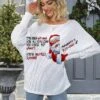 Women's Ugly Christmas Sweater Pullover Sweater Jumper Crew Neck Ribbed Knit Polyester Knitted Print Fall Winter Regular Outdoor Christmas Holiday Daily Stylish Casual Long Sleeve Animal Letter Santa -Xmas Cothing Store opgnvd1697771269798