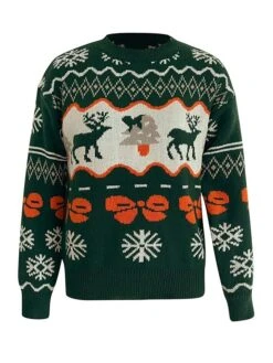 Women's Ugly Christmas Sweater Pullover Sweater Jumper Crew Neck Ribbed Knit Polyester Patchwork Fall Winter Regular Outdoor Christmas Daily Stylish Casual Soft Long Sleeve Elk Snowflake Red Green S -Xmas Cothing Store opvplw1697103892954