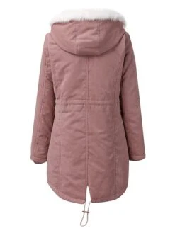 Women's Winter Coat Thicken Puffer Jacket Christmas Warm Fleece Parka With Removable Faux Fur Hood Zipper Drawstring Heated Coat Pocket Classic Outdoor Xmas Windproof Outerwear Red Pink Black Green -Xmas Cothing Store oqrtlw1695378446509