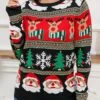 Women's Ugly Christmas Sweater Pullover Sweater Jumper Crew Neck Ribbed Knit Acrylic Patchwork Fall Winter Regular Outdoor Xmas Daily Stylish Casual Soft Long Sleeve Santa Claus Elk Snowflake Red -Xmas Cothing Store ortsim1695111134590