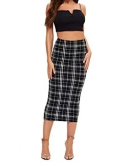 Women's Skirt Scottish Tartans Plaid Skirt Midi Cotton Blend Black White Red Skirts Fall & Winter Print High Waist Fashion Sexy Christmas Street Xmas S M L -Xmas Cothing Store osffyf1694742581225