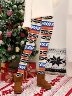 Women's Christmas Leggings High Waist Full Length High Cut Print Micro-elastic Active Fashion Daily Black White S M Fall Winter -Xmas Cothing Store otjqnd1697527440450