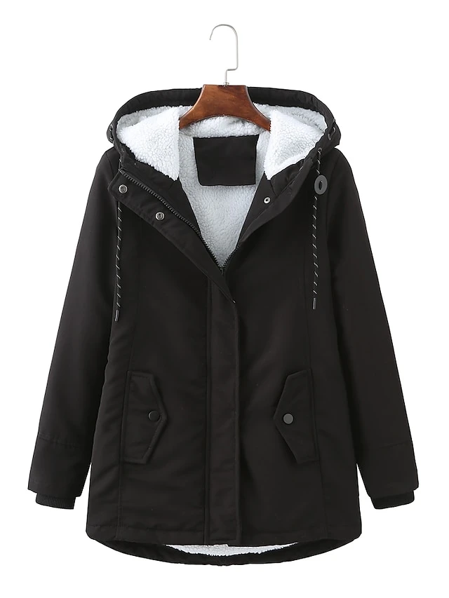 Women's Winter Coat Thicken Puffer Jacket Warm Fleece Parka With Hood Christmas Pink Waterproof Zipper Drawstring Heated Coat With Pocket Classic Outdoor Windproof Outerwear Red 10 Women's Winter Coat Thicken Puffer Jacket Warm Fleece Parka With Hood Christmas Pink Waterproof Zipper Drawstring Heated Coat With Pocket Classic Outdoor Windproof Outerwear Red - Image 8