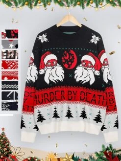 Women's Ugly Christmas Sweater Pullover Sweater Jumper Crew Neck Ribbed Knit Knit Patchwork Fall Winter Regular Outdoor Xmas Daily Stylish Casual Soft Long Sleeve Heart Letter Santa Claus Black