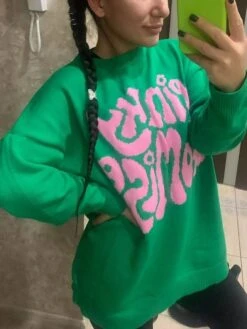 Women's Ugly Christmas Sweater Pullover Sweater Jumper Crew Neck Ribbed Knit Acrylic Knitted Print Fall Winter Outdoor Home Xmas Stylish Casual Soft Long Sleeve Letter White Red Green S M L -Xmas Cothing Store oxlmop1690172046063