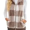 Women's Teddy Vest Fleece Plaid Sleeveless Sherpa Coat Fall Winter Thermal Warm Christmas Outerwear With Pockets Stylish Contemporary Modern Style Jacket Sleeveless -Xmas Cothing Store oyasfg1692264943787