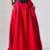 Women's Skirt Work Skirts Long Skirt Maxi Cotton Black Yellow Red Gray Skirts Fall & Winter Pocket Belt Not Included Without Lining Christmas Daily S M L -Xmas Cothing Store oyvidd1667458492389