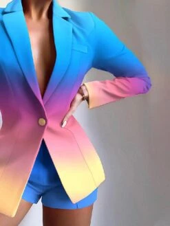 Women's Blazer Suits Fall 2 Pcs Leopard Blazer & Short Pant Christmas Party Wear Fashion Slim Fit Outerwear Long Sleeve Fall -Xmas Cothing Store pbqprp1694429088952