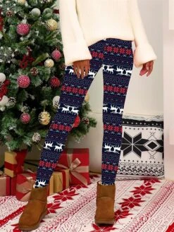 Women's Christmas Leggings High Waist Full Length High Cut Print Micro-elastic Active Fashion Daily Black White S M Fall Winter