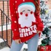 Women's Ugly Christmas Sweater Pullover Sweater Jumper Crew Neck Ribbed Knit Acrylic Oversized Fall Winter Short Xmas Daily Going Out Stylish Casual Soft Long Sleeve Letter Santa Claus Red -Xmas Cothing Store pdhueg1695262579353