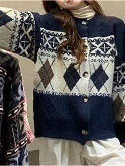 Women's Ugly Christmas Sweater Cardigan Sweater Jacket Crew Neck Cable Knit Polyester Button Knitted Print Fall Winter Regular Outdoor Christmas Daily Stylish Casual Soft Long Sleeve Print Navy Blue 34 Women's Ugly Christmas Sweater Cardigan Sweater Jacket Crew Neck Cable Knit Polyester Button Knitted Print Fall Winter Regular Outdoor Christmas Daily Stylish Casual Soft Long Sleeve Print Navy Blue -Xmas Cothing Store pdykld1697626887906