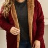 Women's Teddy Coat Hoodie Jacket Windproof Warm Christmas Street Xmas Sport Daily Wear Patchwork With Pockets Open Front Hoodie Daily Plush Color Block Regular Fit Outerwear Long Sleeve Fall -Xmas Cothing Store pfhnfd1695265341400