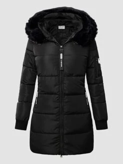 Women's Puffer Jacket Long With Pockets Slim Fit Fur Collar Coat Powder Bean Green White Black Gray Classic Style Christmas Winter Zipper Hoodie Regular Fit M L XL XXL XXXL / Daily / Windproof -Xmas Cothing Store pgdfxn1664535718823