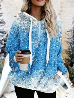 Women's Fleece Jacket Sherpa Jacket Teddy Coat Warm Breathable Christmas Street Daily Wear Vacation Zipper Pocket Print Pullover Hoodie Plush Casual Daily Comfortable Xmas Plaid Regular Fit -Xmas Cothing Store pgrrbv1669014263164