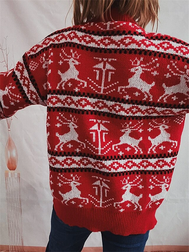 Women's Ugly Christmas Sweater Pullover Sweater Jumper Crew Neck Ribbed Knit Polyester Oversized Fall Winter Regular Outdoor Xmas Daily Stylish Casual Soft Long Sleeve Elk Red S M L 8 Women's Ugly Christmas Sweater Pullover Sweater Jumper Crew Neck Ribbed Knit Polyester Oversized Fall Winter Regular Outdoor Xmas Daily Stylish Casual Soft Long Sleeve Elk Red S M L - Image 7