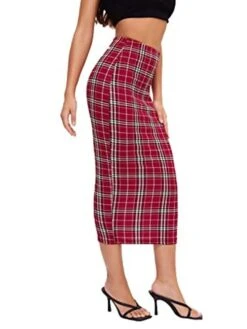 Women's Skirt Scottish Tartans Plaid Skirt Midi Cotton Blend Black White Red Skirts Fall & Winter Print High Waist Fashion Sexy Christmas Street Xmas S M L -Xmas Cothing Store phjddg1694742578058