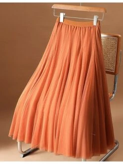 Women's Skirt Swing Midi Deep Purple Navy Wine Red Skirts All Seasons Ruched Layered Lined Elegant Long Christmas Daily Xmas M L XL -Xmas Cothing Store phkblt1694748997735