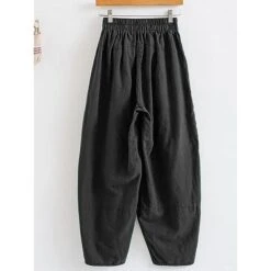 Women's Wide Leg Chinos Pants Trousers Ankle-Length Side Pockets Baggy Micro-elastic Mid Waist Fashion Xmas Christmas Casual Black Purple M L -Xmas Cothing Store pikdad1659937740114