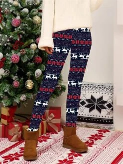 Women's Christmas Leggings High Waist Full Length High Cut Print Micro-elastic Active Fashion Daily Black White S M Fall Winter -Xmas Cothing Store pitsgl1697527461496