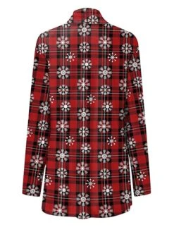 Women's Casual Jacket Windproof Warm Outdoor Christmas Daily Going Out Print Cardigan V Neck Contemporary Casual Daily Comfortable Xmas Plaid Regular Fit Outerwear Long Sleeve Fall Winter Black -Xmas Cothing Store pjhoyq1665287610490