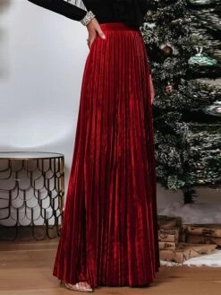 Women's Skirt Swing Maxi Skirt Gold Velvet Wine Red Dark Green Skirts Fall & Winter Pleated High Waist Fashion Elegant Christmas Xmas StreetM L XL 13 Women's Skirt Swing Maxi Skirt Gold Velvet Wine Red Dark Green Skirts Fall & Winter Pleated High Waist Fashion Elegant Christmas Xmas StreetM L XL -Xmas Cothing Store pkvkel1694686975352