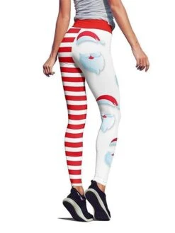 Women's Tights Leggings Red White Black Mid Waist Sports Fashion Christmas Gifts Yoga Xmas Print Stretchy Ankle-Length 4 Way Stretch Stripe S M L XL XXL / Loose Fit -Xmas Cothing Store pltjti1632710593455