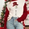 Women's Pullover Sweater Jumper Turtleneck Fuzzy Knit Print Fall Winter Regular Christmas Date Weekend Casual Soft Long Sleeve Snowman Light Green Red S M L -Xmas Cothing Store plxfxi1697176846724