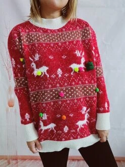 Women's Christmas Sweater Set Pullover Sweater Jumper Christmas Sweaters Crew Neck Chunky Knit Polyester Knitted Spring Fall Winter Regular Daily New Year -Xmas Cothing Store pmrseh1697539828309