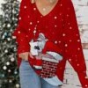 Women's Ugly Christmas Sweater Pullover Sweater Jumper Christmas Sweaters Crew Neck Ribbed Knit Acrylic Knitted Fall Winter Regular Outdoor Xmas Daily Fashion Casual Soft Long Sleeve Animal