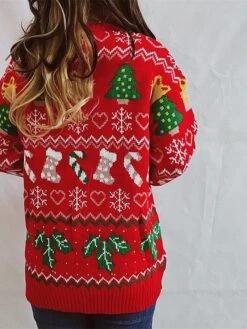Women's Christmas Sweaters Pullover Sweater Jumper Crew Neck Chunky Knit Polyester Knitted Spring Fall Winter Regular Christmas Daily New Year Fashion Daily Vintage Style Long Sleeve Christmas Tree -Xmas Cothing Store pnluyx1697539824879