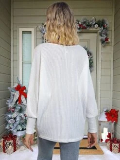 Women's Ugly Christmas Sweater Pullover Sweater Jumper Crew Neck Ribbed Knit Polyester Knitted Print Fall Winter Regular Outdoor Christmas Holiday Daily Stylish Casual Long Sleeve Santa Claus White -Xmas Cothing Store pomdla1697771292198