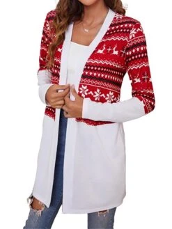 Women's Ugly Christmas Sweater Cardigan Sweater Jacket V Neck Ribbed Knit Polyester Pocket Knitted Print Fall Winter Long Outdoor Christmas Daily Stylish Casual Soft Long Sleeve Plaid Elk Snowflake -Xmas Cothing Store pqkkgt1697290874072