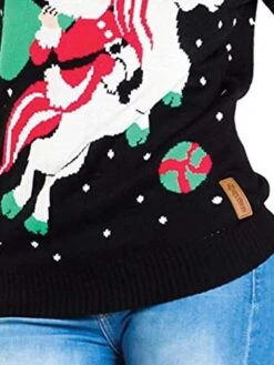 Women's Ugly Christmas Sweater Pullover Sweater Jumper Crew Neck Ribbed Knit Acrylic Patchwork Fall Winter Regular Outdoor Xmas Daily Stylish Casual Soft Long Sleeve Animal Geometric Santa Claus -Xmas Cothing Store prjuov1695115502223