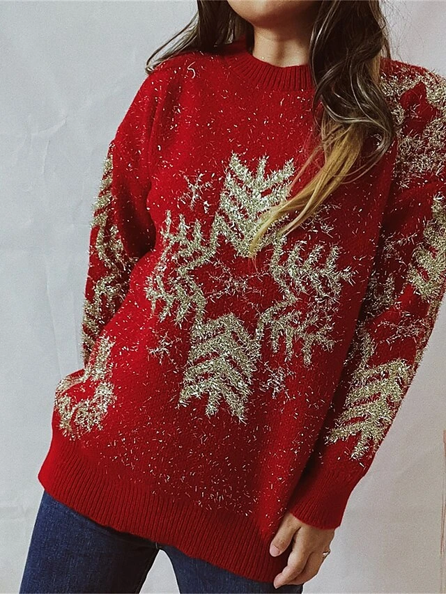 Women's Ugly Christmas Sweater Pullover Sweater Jumper Crew Neck Ribbed Knit Acrylic Oversized Fall Winter Regular Outdoor Christmas Daily Stylish Casual Soft Long Sleeve Snowflake Black Red Beige S 7 Women's Ugly Christmas Sweater Pullover Sweater Jumper Crew Neck Ribbed Knit Acrylic Oversized Fall Winter Regular Outdoor Christmas Daily Stylish Casual Soft Long Sleeve Snowflake Black Red Beige S - Image 5