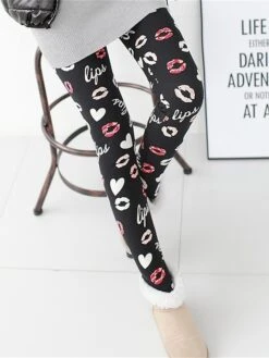 Women's Christmas Leggings Full Length Cotton Blend Print Micro-elastic High Waist Active Vacation Holiday Santa Claus Big Red Snowflake One-Size Fall Winter -Xmas Cothing Store pryzwk1696232192659