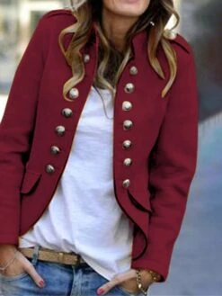 Women's Blazer Christmas Blazer Fall Open Front Outdoor Stand Collar Military Jacket Fashion Outerwear Long Sleeve Fall ArmyGreen S Xmas