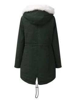 Women's Winter Coat Thicken Puffer Jacket Christmas Warm Fleece Parka With Removable Faux Fur Hood Zipper Drawstring Heated Coat Pocket Classic Outdoor Xmas Windproof Outerwear Red Pink Black Green -Xmas Cothing Store ptaqtm1695378452547