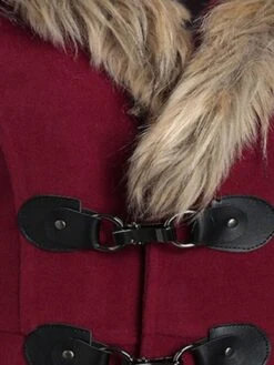 Women's Winter Coat Long Overcoat With Belt Christmas Party Wear Warm Single Breasted Pea Coat With Fur Collar Halloween Fall Trench Coat Dress Jacket Red Black Khaki Elegant Outerwear Casual Jacket -Xmas Cothing Store puffcu1639470930959