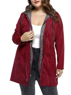 Women's Casual Jacket Trench Coat Hoodie Jacket Christmas Street Daily Wear Fall Winter Short Coat Regular Fit Thermal Warm Windproof Casual Daily Street Xmas Style Jacket Long Sleeve Pure Color