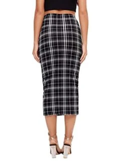 Women's Skirt Scottish Tartans Plaid Skirt Midi Cotton Blend Black White Red Skirts Fall & Winter Print High Waist Fashion Sexy Christmas Street Xmas S M L -Xmas Cothing Store pxxkuo1694742579627