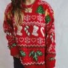 Women's Christmas Sweaters Pullover Sweater Jumper Crew Neck Chunky Knit Polyester Knitted Spring Fall Winter Regular Christmas Daily New Year Fashion Daily Vintage Style Long Sleeve Christmas Tree -Xmas Cothing Store pyoeiz1697539819489